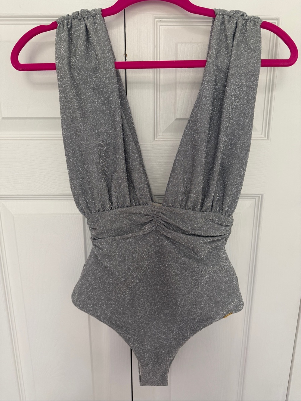 NWT BOAMAR One Piece Silver Metallic Swimsuit size xs-s